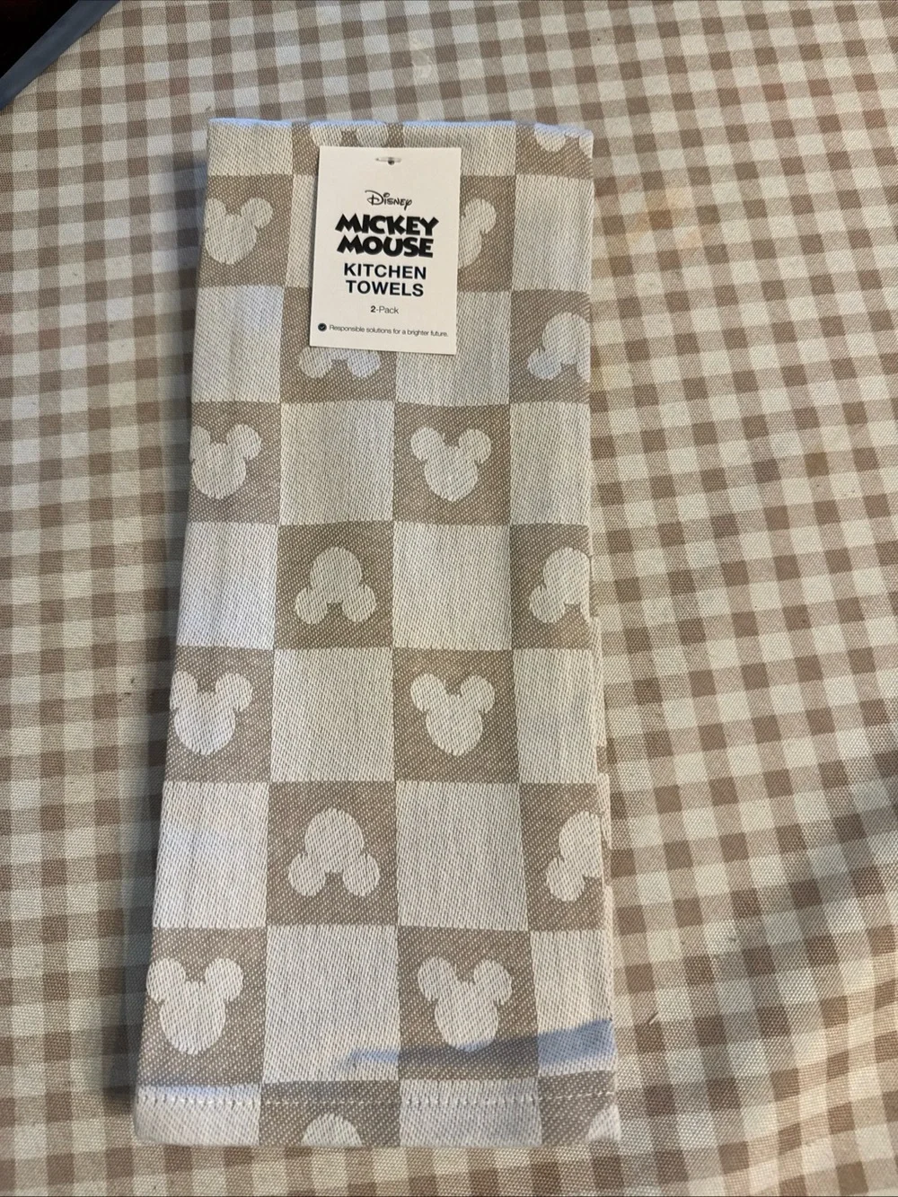 Disney Mickey Mouse Beige & White Kitchen Towels - 2 Pack